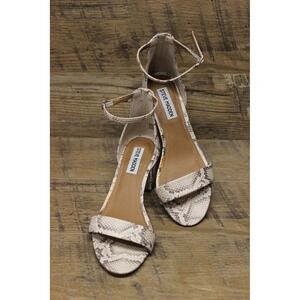 Steve Madden Irenee Sandals Womens 7.5M Snake Print Block Heel Ankle‎ Strap